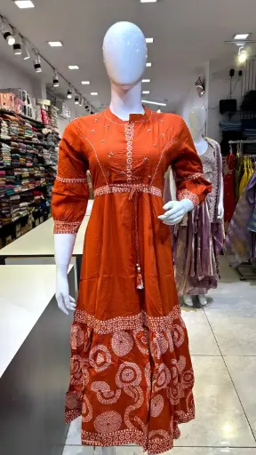 orange anarkali top